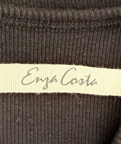 Enza Costa Black Ribbed Tank Top