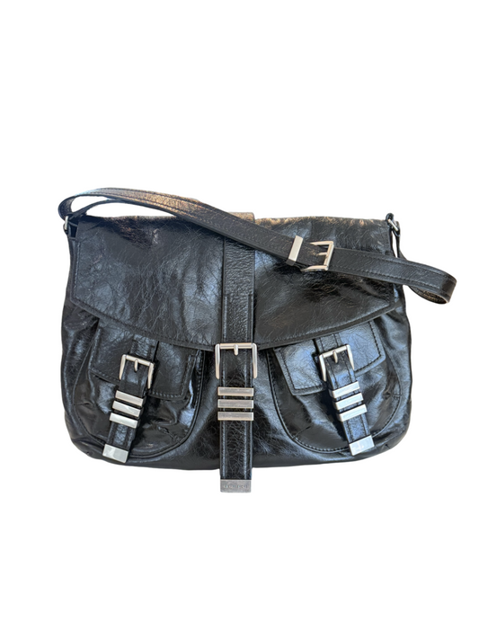 Michael Kors Darrington Large Crackled Leather Shoulder Bag