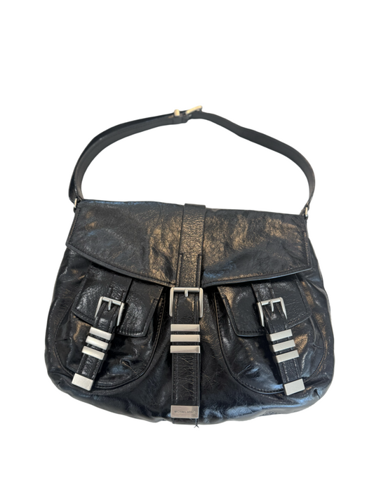 Michael Kors Darrington Large Crackled Leather Shoulder Bag