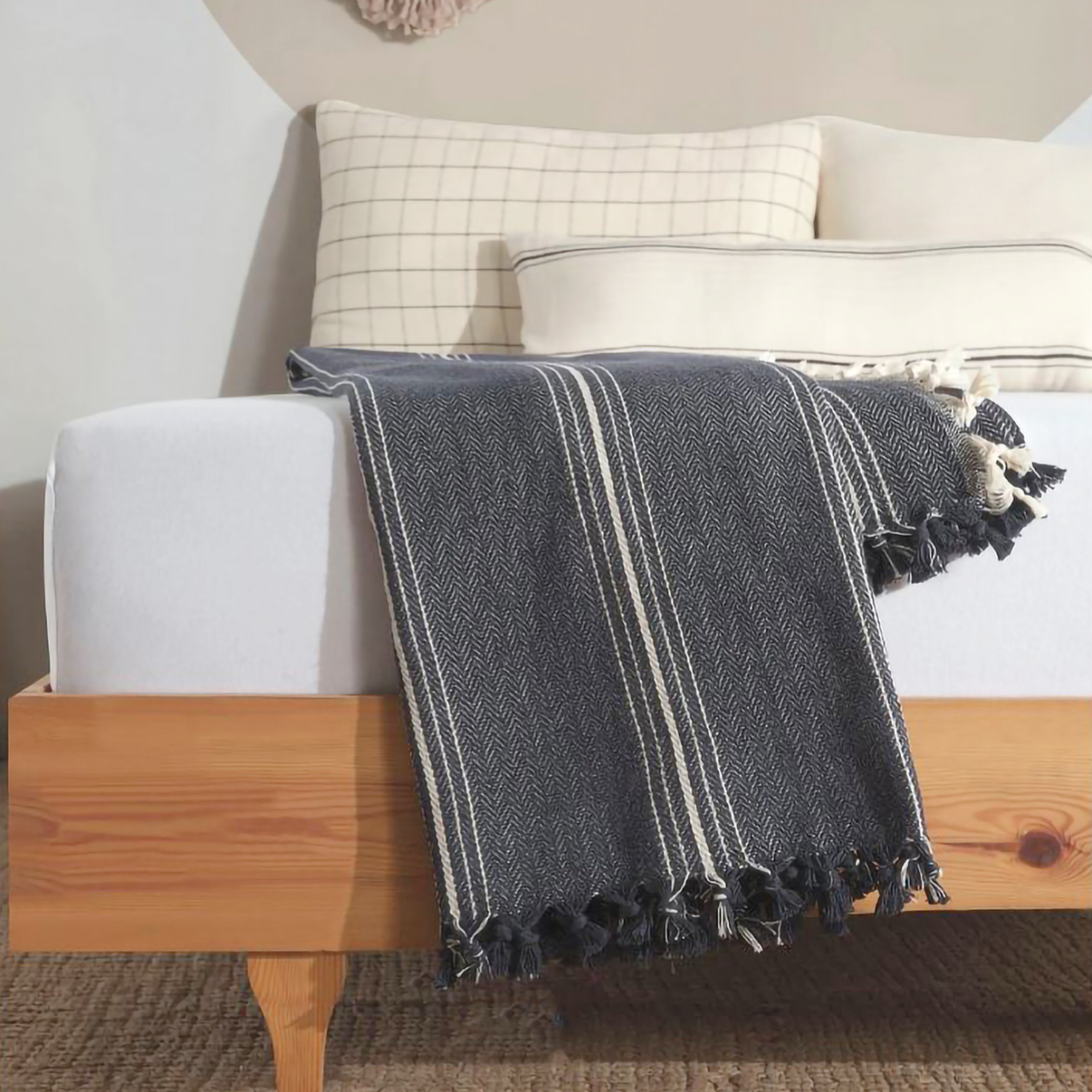 100% Turkish Organic Cotton - Farmhouse Throw Blanket & Bedspread